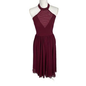 NWT Dress the Population Giorgia Midi Dress Burgundy Red Small Cocktail Formal